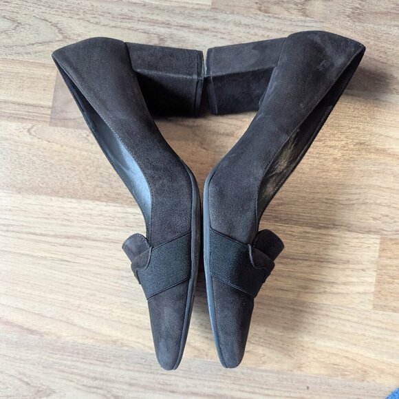 Peter Kaiser Suede Block Heel Pumps | Loafer Style | Brown - Picture 3 of 8